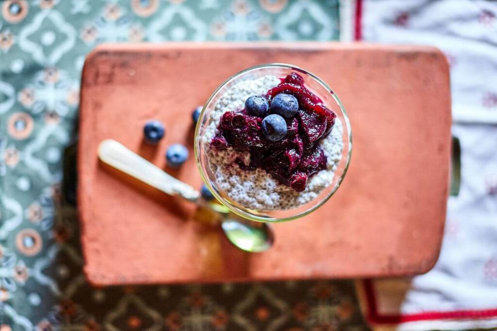 Chia Seed Pudding and Blueberry Compote 