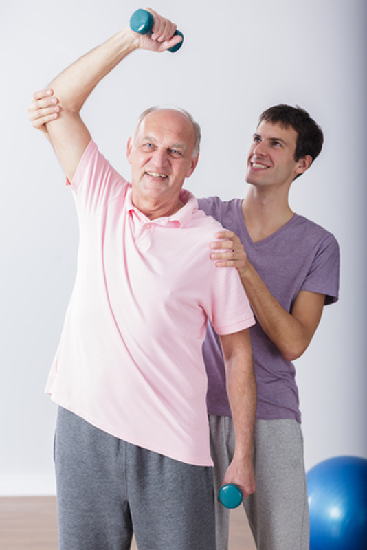 older man doing gym programme