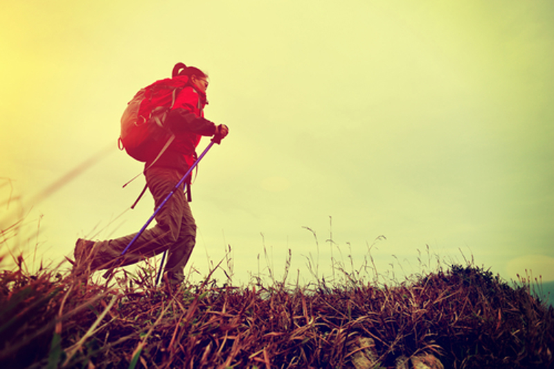 Girl walking in backpack